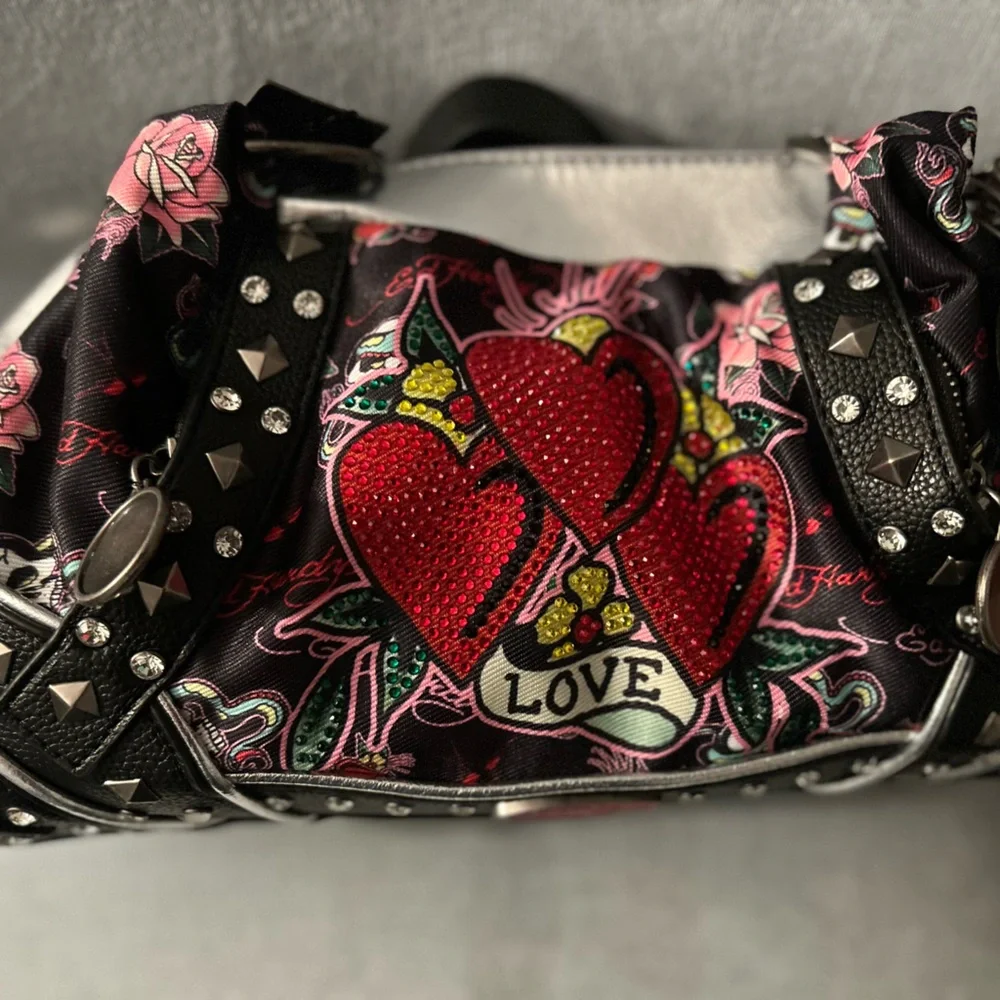 Ed Hardy Skull Heart Shoulder Bag Price is FIRM  NWT  14x7